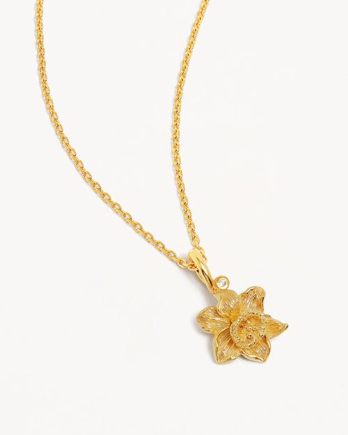 Yellow Gold Vermeil Daffodil March Birth Flower Necklace