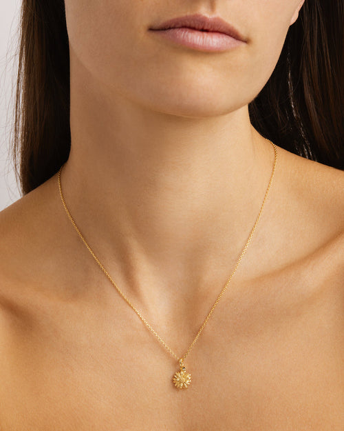 Yellow Gold Vermeil Daisy April Birth Flower Necklace