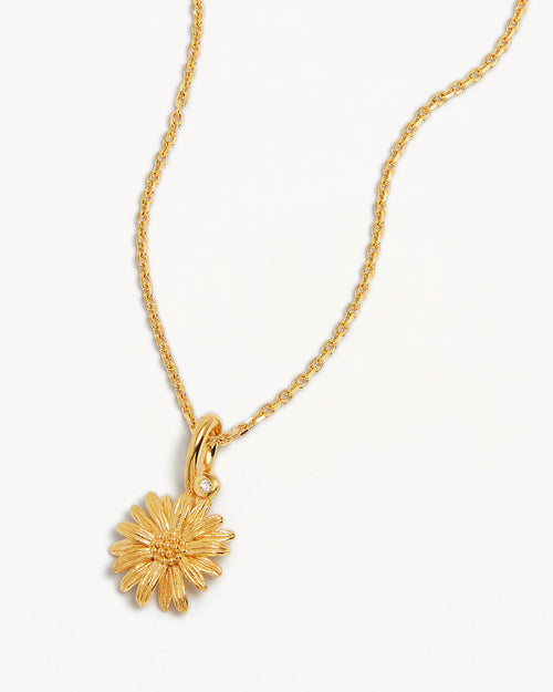 Yellow Gold Vermeil Daisy April Birth Flower Necklace