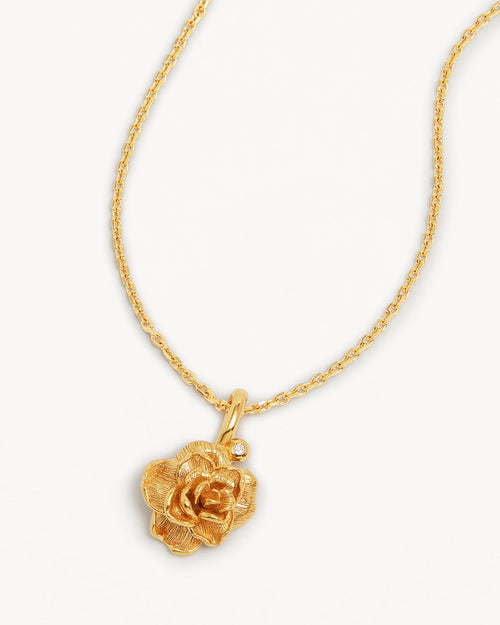 Yellow Gold Vermeil Rose June Birth Flower Necklace