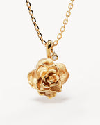 Yellow Gold Vermeil Rose June Birth Flower Necklace