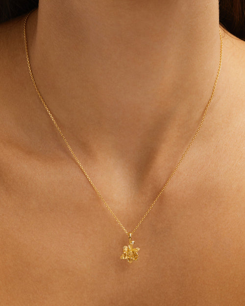 Yellow Gold Vermeil Water Lily July Birth Flower Necklace