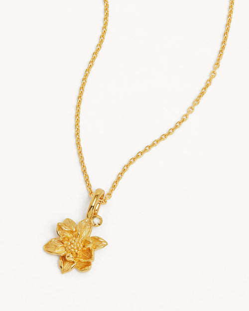 Yellow Gold Vermeil Water Lily July Birth Flower Necklace