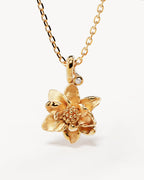 Yellow Gold Vermeil Water Lily July Birth Flower Necklace