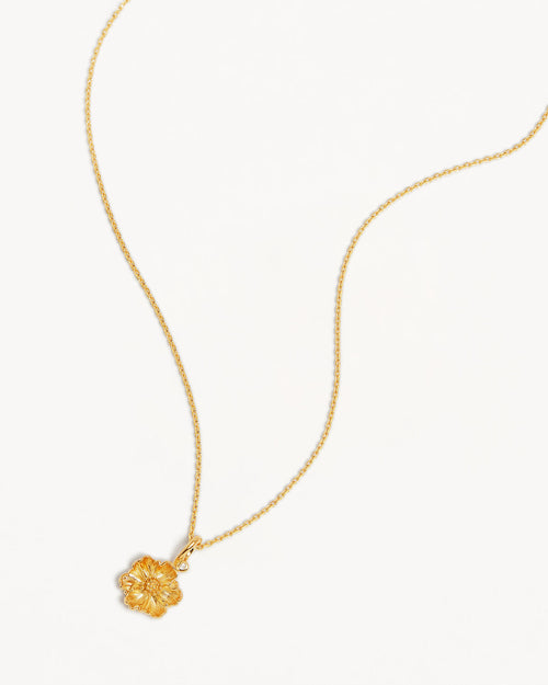 Yellow Gold Vermeil Poppy August Birth Flower Necklace