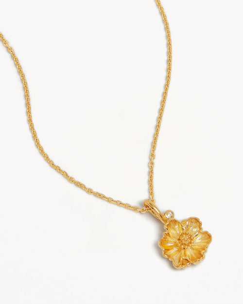 Yellow Gold Vermeil Poppy August Birth Flower Necklace