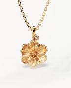 Yellow Gold Vermeil Poppy August Birth Flower Necklace