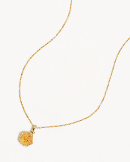 Yellow Gold Vermeil Morning Glory September Birth Flower Necklace