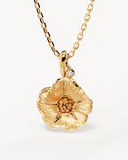 Yellow Gold Vermeil Morning Glory September Birth Flower Necklace