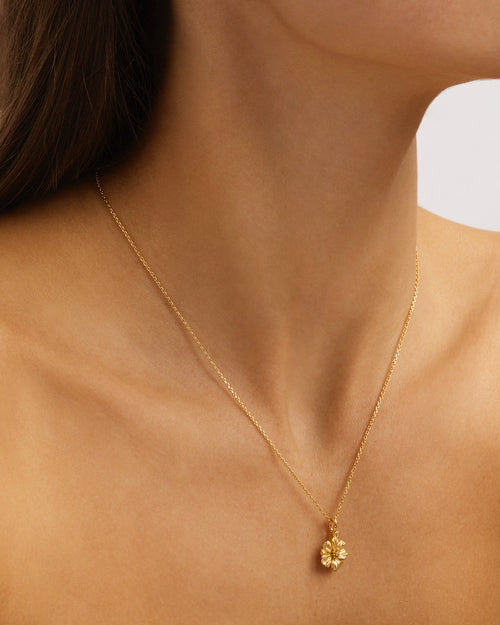 Yellow Gold Vermeil Cosmos October Birth Flower Necklace