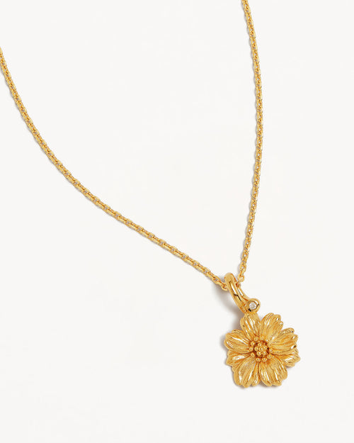 Yellow Gold Vermeil Cosmos October Birth Flower Necklace