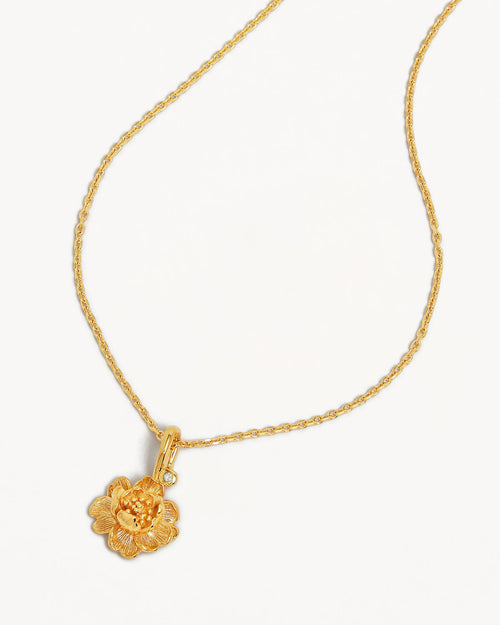 Yellow Gold Vermeil Peony November Birth Flower Necklace