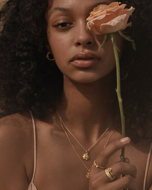 Yellow Gold Vermeil Peony November Birth Flower Necklace