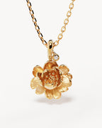 Yellow Gold Vermeil Peony November Birth Flower Necklace