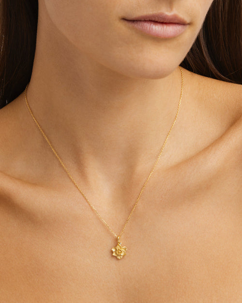 Yellow Gold Vermeil Narcissus December Birth Flower Necklace
