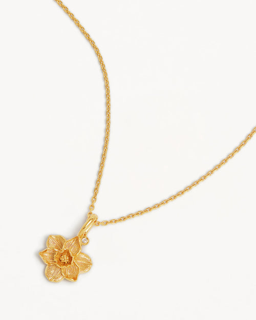 Yellow Gold Vermeil Narcissus December Birth Flower Necklace