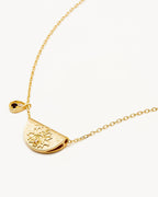 Yellow Gold Vermeil Lotus Birthstone Necklace - January - Garnet