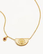 Yellow Gold Vermeil Lotus Birthstone Necklace - February - Amethyst
