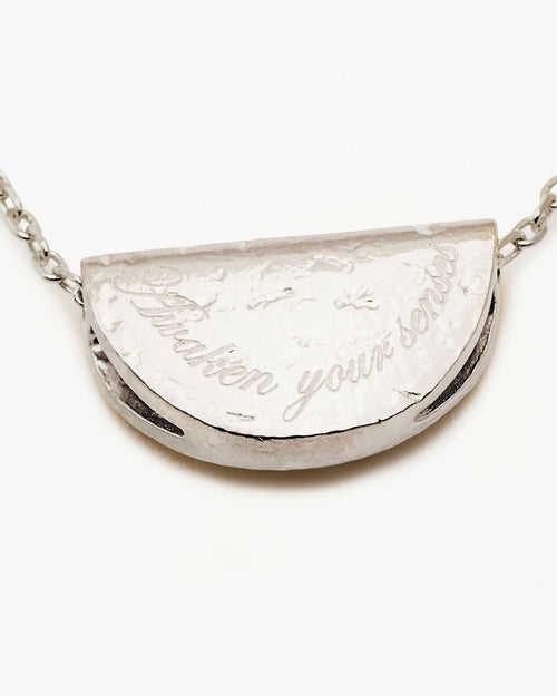 White Gold Vermeil Lotus Birthstone Necklace - February - Amethyst