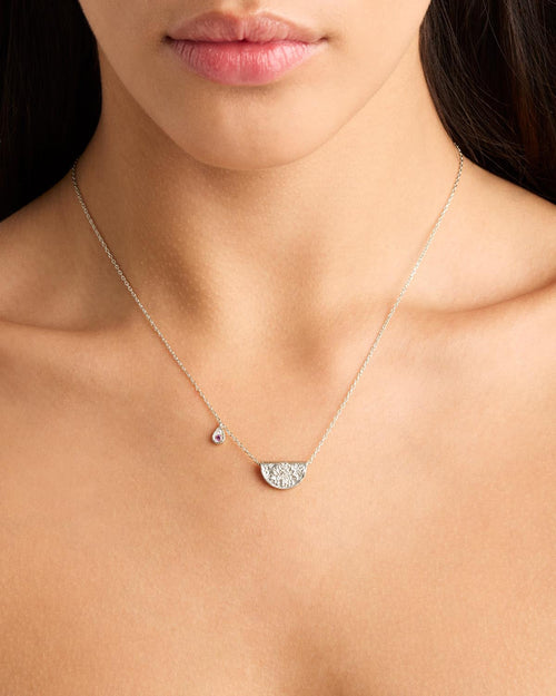 White Gold Vermeil Lotus Birthstone Necklace - February - Amethyst