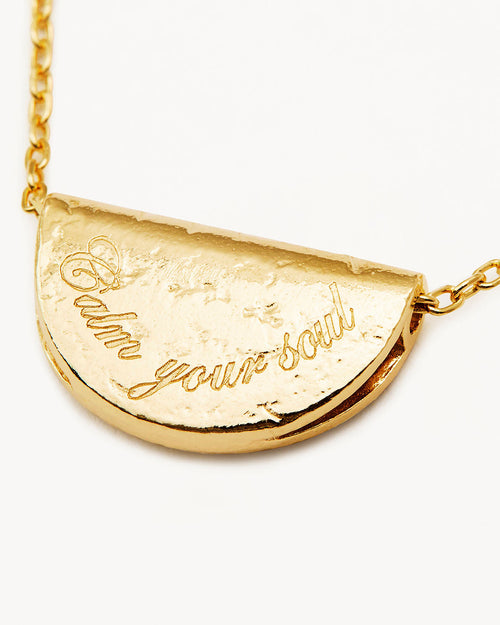 Yellow Gold Vermeil Lotus Birthstone Necklace - March - Aquamarine