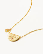 Yellow Gold Vermeil Lotus Birthstone Necklace - March - Aquamarine