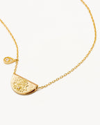 Yellow Gold Vermeil Lotus Birthstone Necklace - April - White Topaz