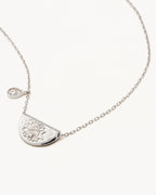 White Gold Vermeil Lotus Birthstone Necklace - April - White Topaz