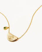 Yellow Gold Vermeil Lotus Birthstone Necklace - May - Emerald