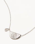 White Gold Vermeil Lotus Birthstone Necklace - June - Moonstone