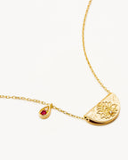 Yellow Gold Vermeil Lotus Birthstone Necklace - July - Ruby