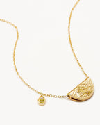 Yellow Gold Vermeil Lotus Birthstone Necklace - August - Peridot
