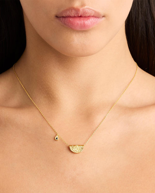 Yellow Gold Vermeil Lotus Birthstone Necklace - September - Sapphire