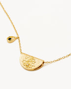 Yellow Gold Vermeil Lotus Birthstone Necklace - September - Sapphire