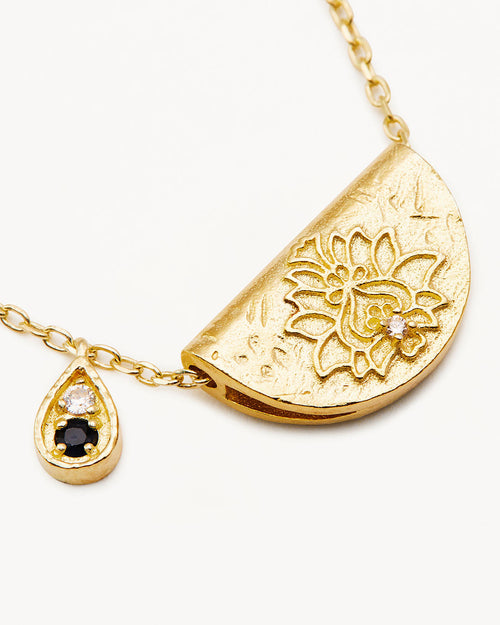 Yellow Gold Vermeil Lotus Birthstone Necklace - September - Sapphire