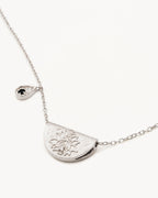 White Gold Vermeil Lotus Birthstone Necklace - September - Sapphire