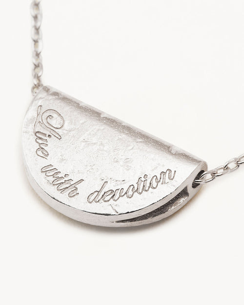 White Gold Vermeil Lotus Birthstone Necklace - September - Sapphire