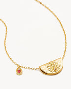Yellow Gold Vermeil Lotus Birthstone Necklace - October - Pink Tourmaline