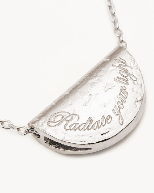 White Gold Vermeil Lotus Birthstone Necklace - October - Pink Tourmaline