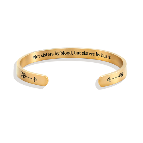 Not Sisters By Blood But Sisters By Heart Personalizable Cuff Bracelet