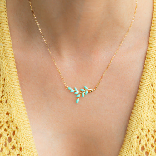 Enamel Leaf Pendant Necklace