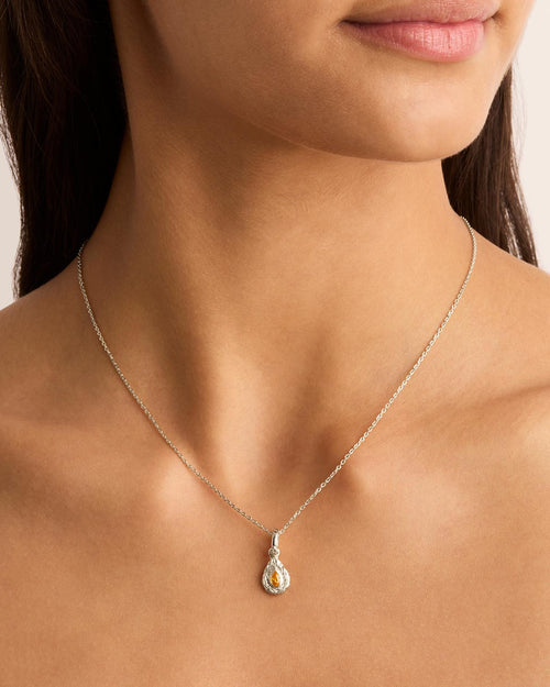 White Gold Vermeil With Love Birthstone Annex Link Pendant - November