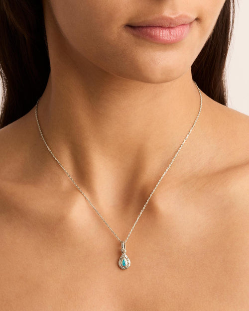 White Gold Vermeil With Love Birthstone Annex Link Pendant - December