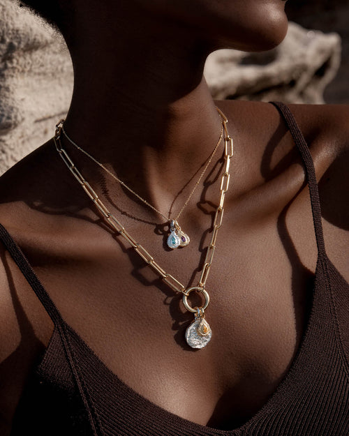 White Gold Vermeil With Love Birthstone Annex Link Pendant - December