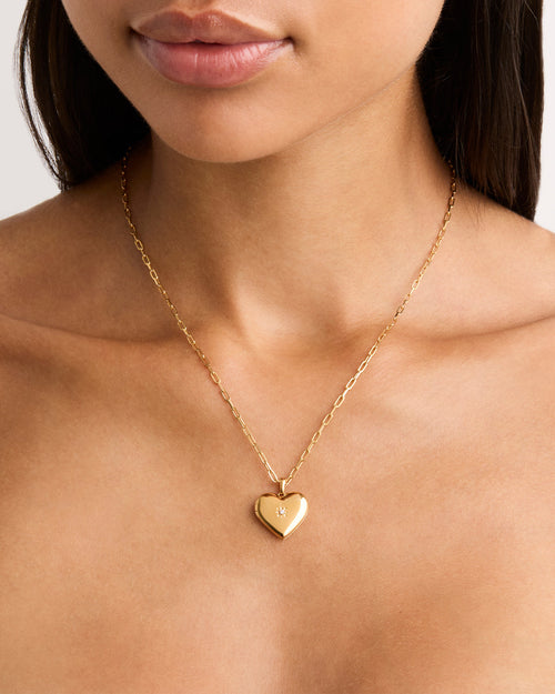 Yellow Gold Vermeil Large Heart Lotus Locket Pendant