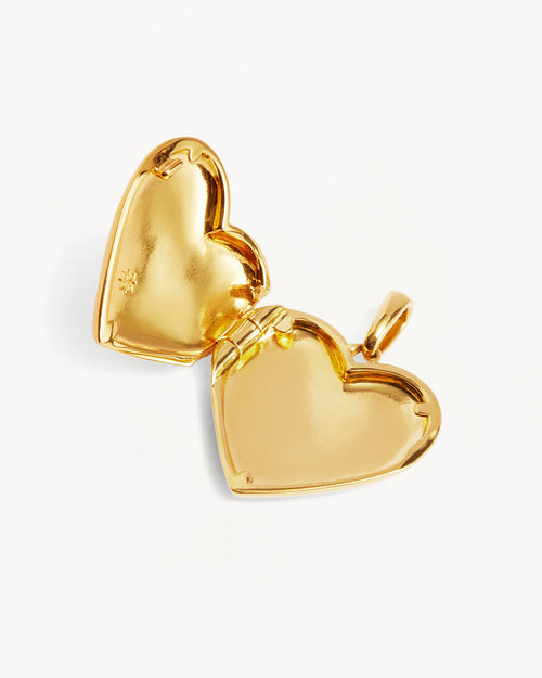 Yellow Gold Vermeil Large Heart Lotus Locket Pendant
