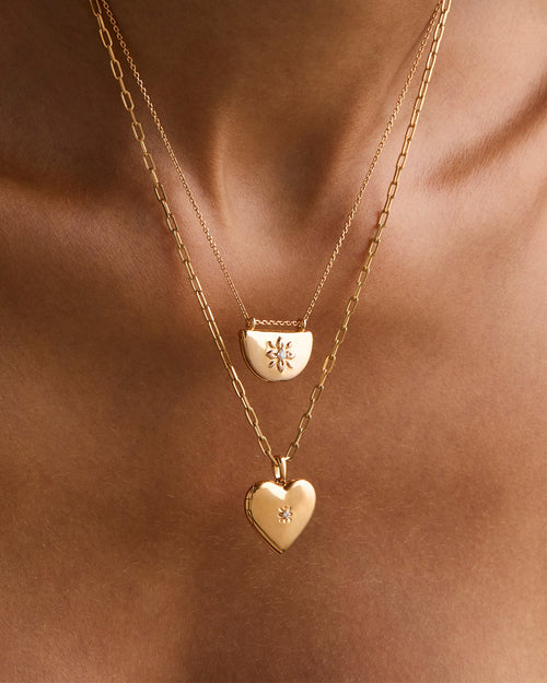 Yellow Gold Vermeil Large Heart Lotus Locket Pendant