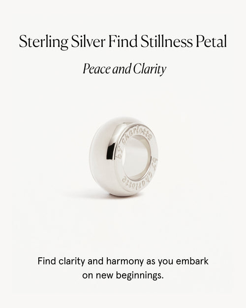 White Gold Vermeil Find Stillness Petal Charm