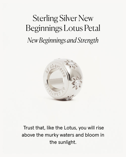 White Gold Vermeil New Beginnings Lotus Petal Charm