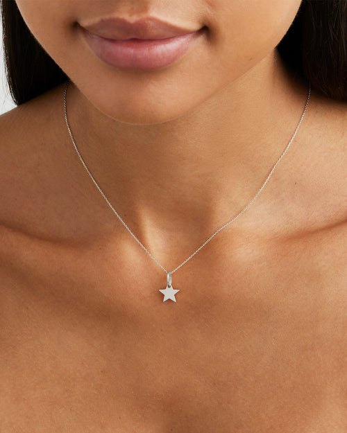 White Gold Vermeil Engravable Star Pendant